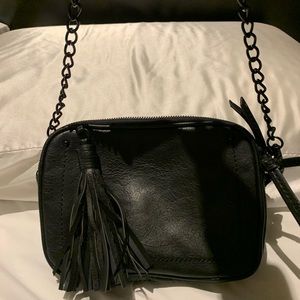 Black leather crossbody bag